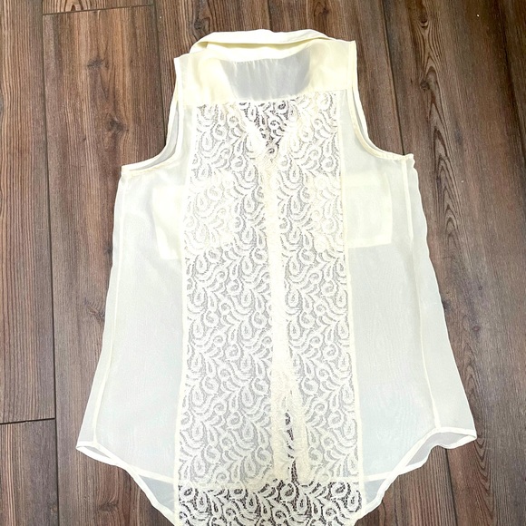 Sheer Lace Button down Blouse - Picture 2 of 5